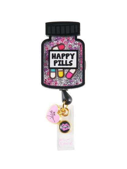 Retractable Cord With Snap Badge Holder Badge Reel - BA156 - Happy Pill Bottle