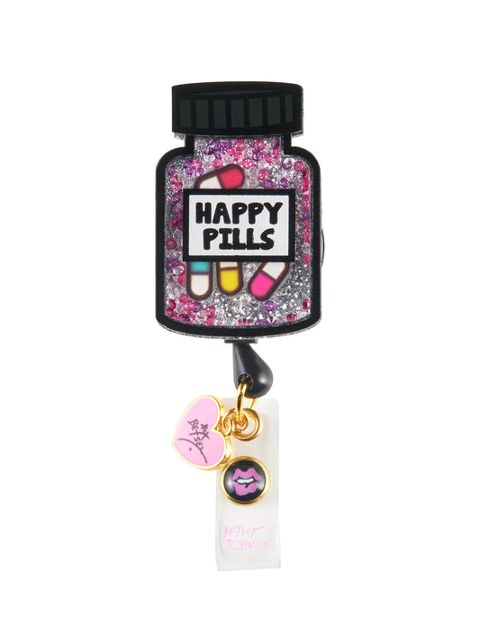 Retractable Cord With Snap Badge Holder Badge Reel - BA156 - Happy Pill Bottle
