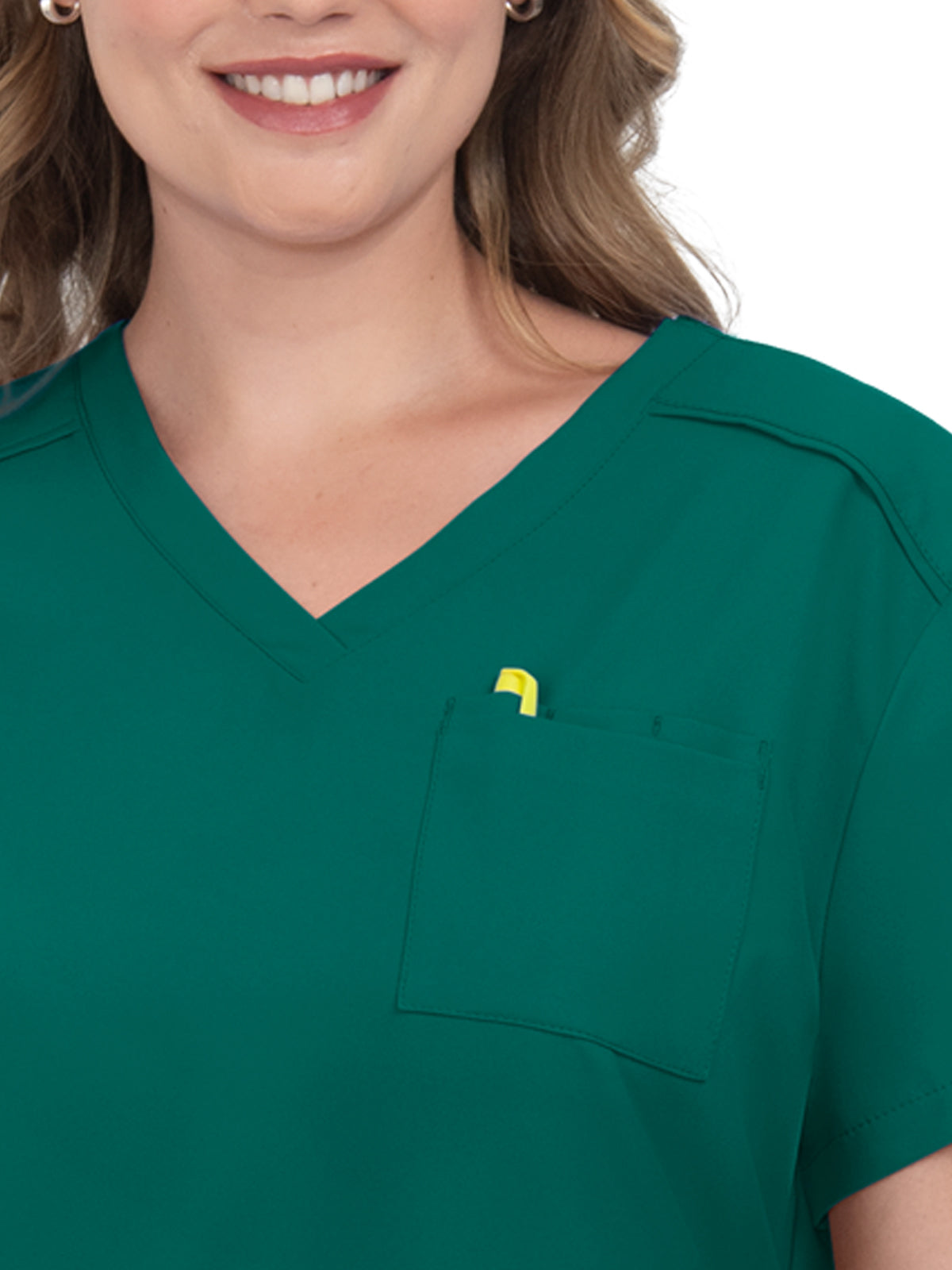 Women's 2-Pocket V-Neck Tuck-In Aura Top - C100 - Hunter
