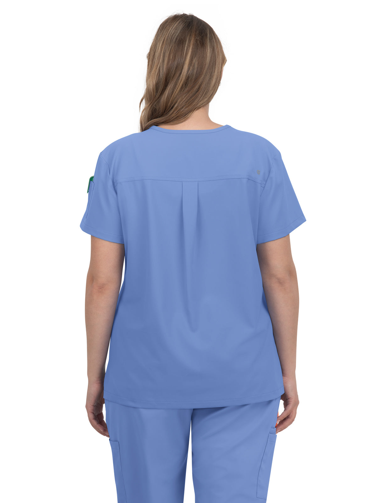 Women's 2-Pocket V-Neck Tuck-In Aura Scrub Top - C100 - True Ceil