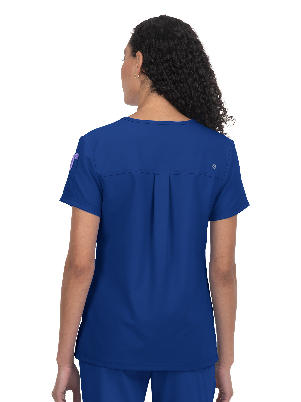 Women's 2-Pocket V-Neck Tuck-In Aura Scrub Top - C100 - Galaxy