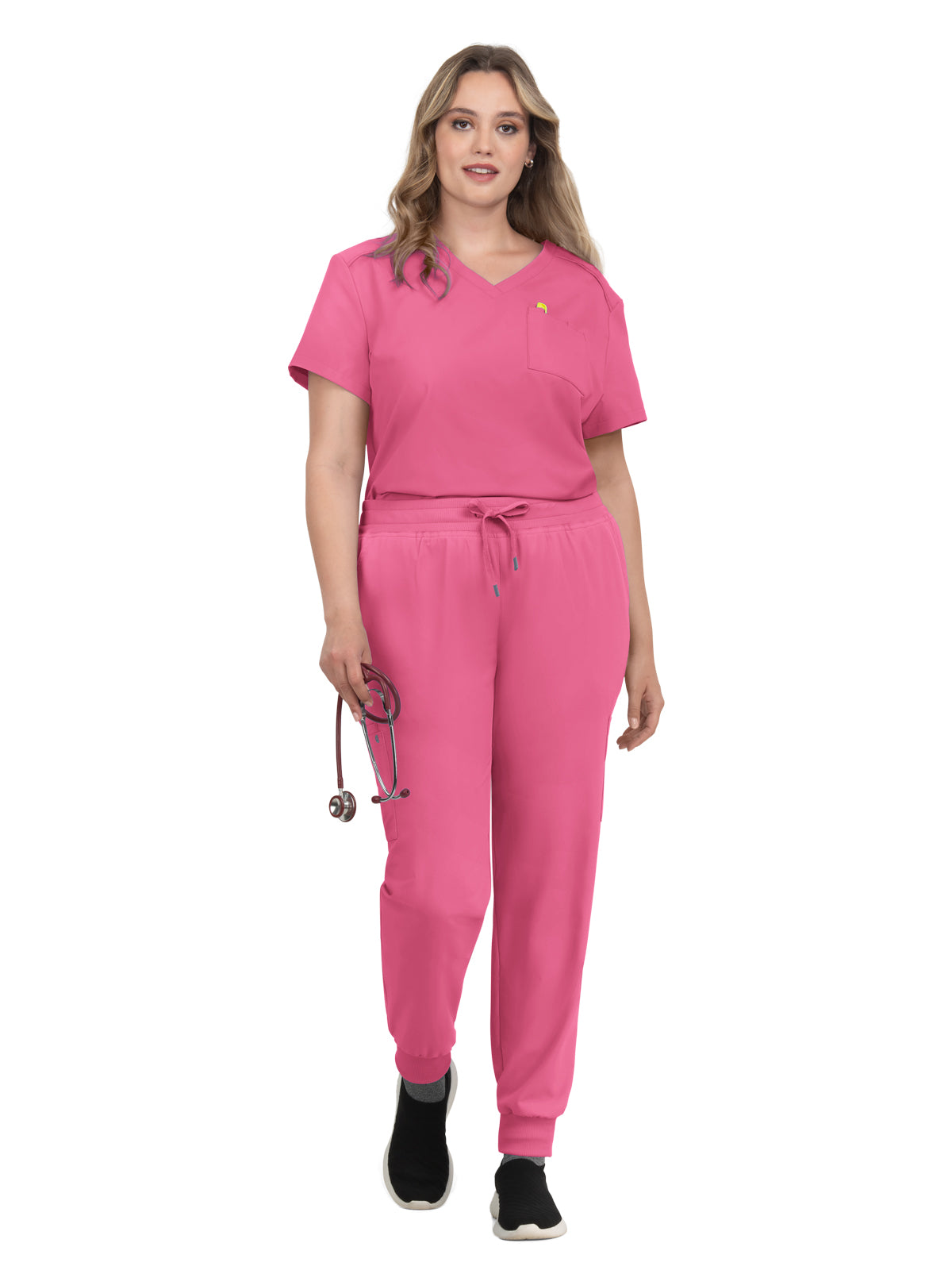Women's 2-Pocket V-Neck Tuck-In Aura Top - C100 - Carnation