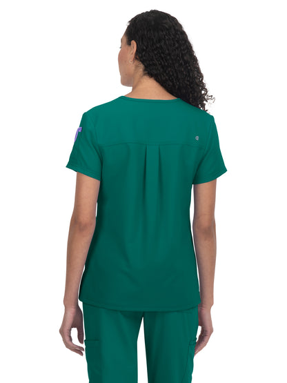 Women's 3-Pocket V-Neck Cardi Scrub Top - C101 - Hunter