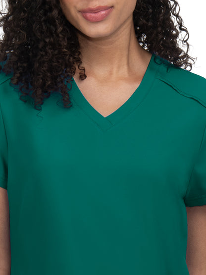 Women's 3-Pocket V-Neck Cardi Scrub Top - C101 - Hunter