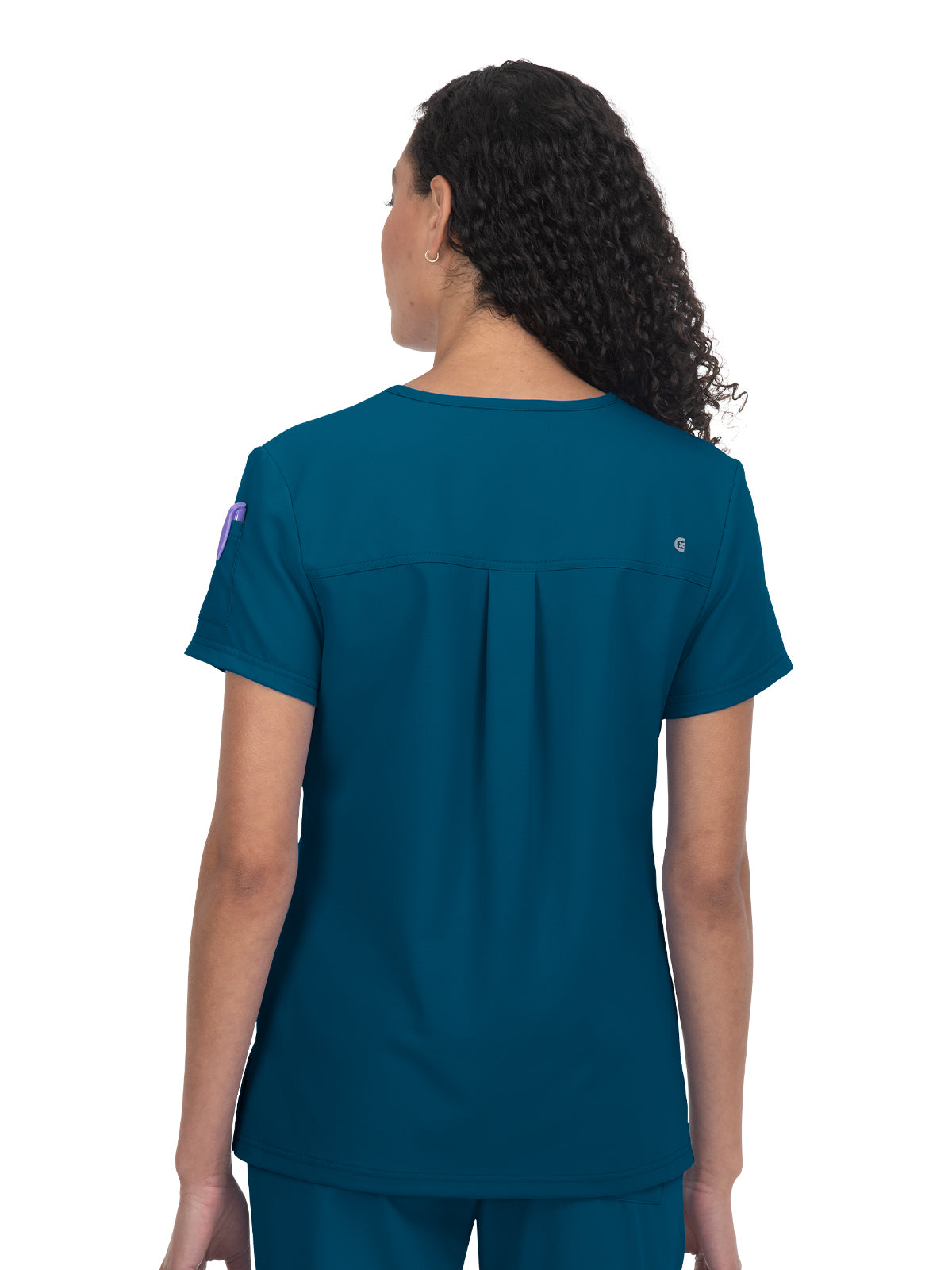 Women's 3-Pocket V-Neck Cardi Scrub Top - C101 - Caribbean Blue