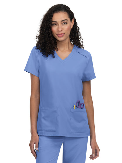 Women's 3-Pocket V-Neck Cardi Scrub Top - C101 - True Ceil