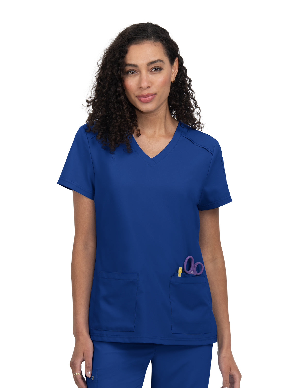 Women's 3-Pocket V-Neck Cardi Scrub Top - C101 - Galaxy