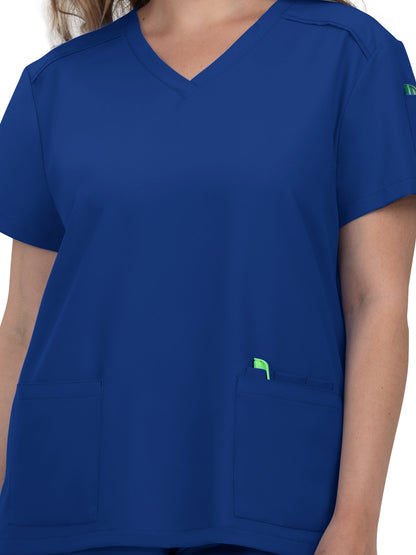 Women's 3-Pocket V-Neck Cardi Scrub Top - C101 - Galaxy