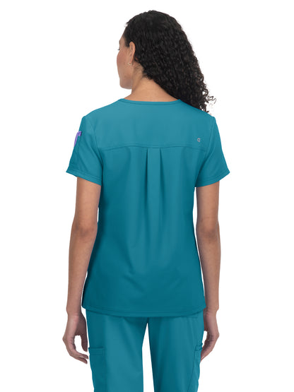 Women's 3-Pocket V-Neck Cardi Scrub Top - C101 - Teal