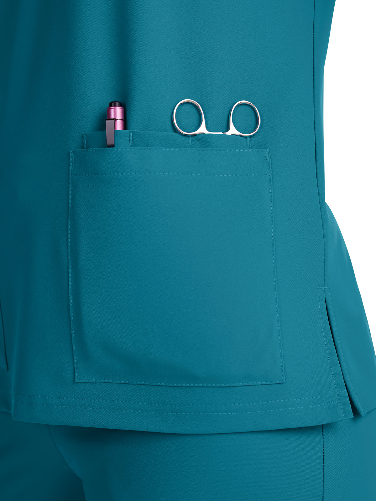 Women's 3-Pocket V-Neck Cardi Scrub Top - C101 - Teal