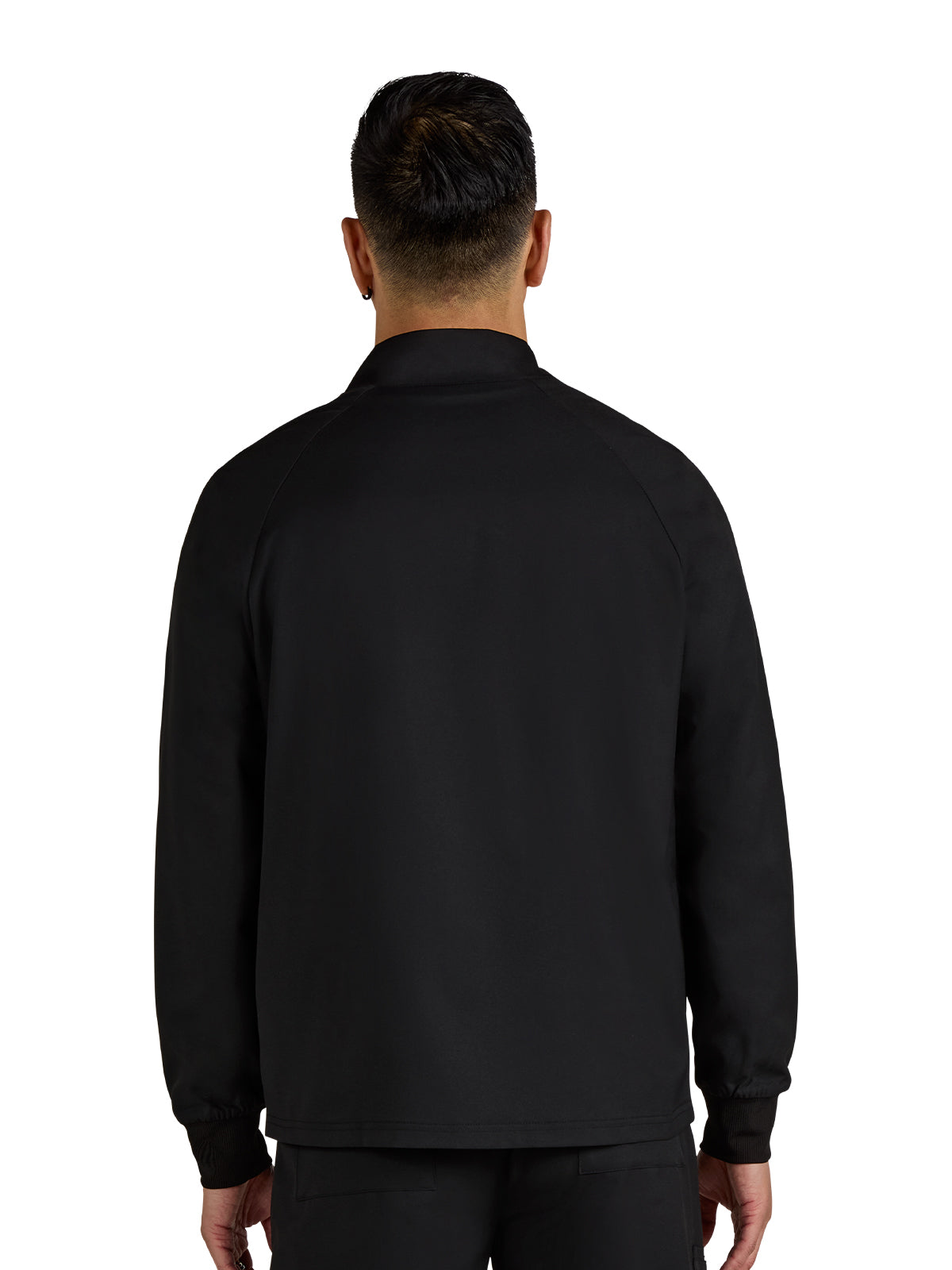 Men's 3-Pocket Zipper-Front Alpha Scrub Jacket - C401 - Black