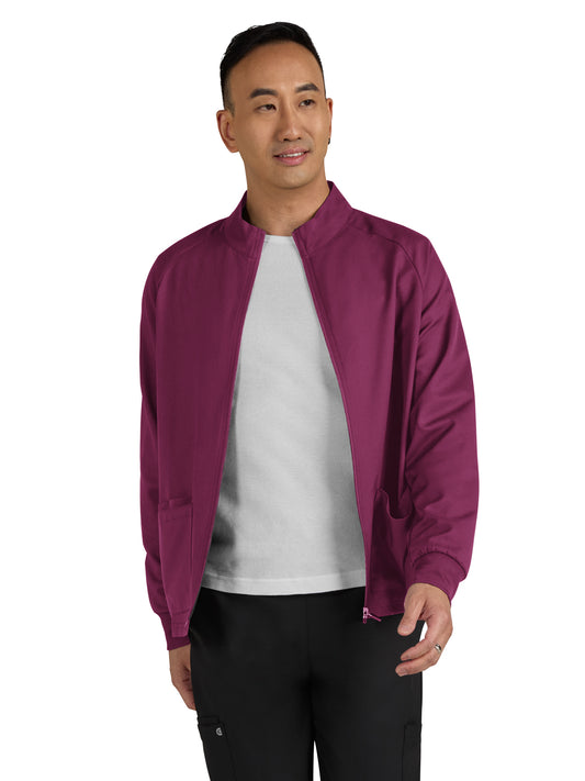 Men's Three-Pocket Zipper-Front Alpha Jacket - C401 - Wine