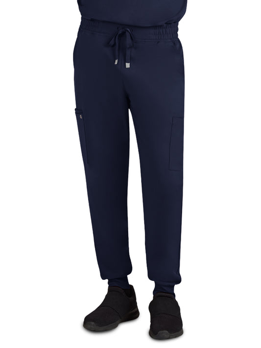 Men's Drawstring Elastic Waist Connective Jogger Scrub Pant - C600 - Navy