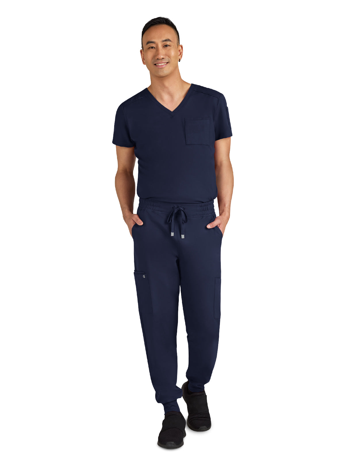 Men's Drawstring Elastic Waist Connective Jogger Scrub Pant - C600 - Navy