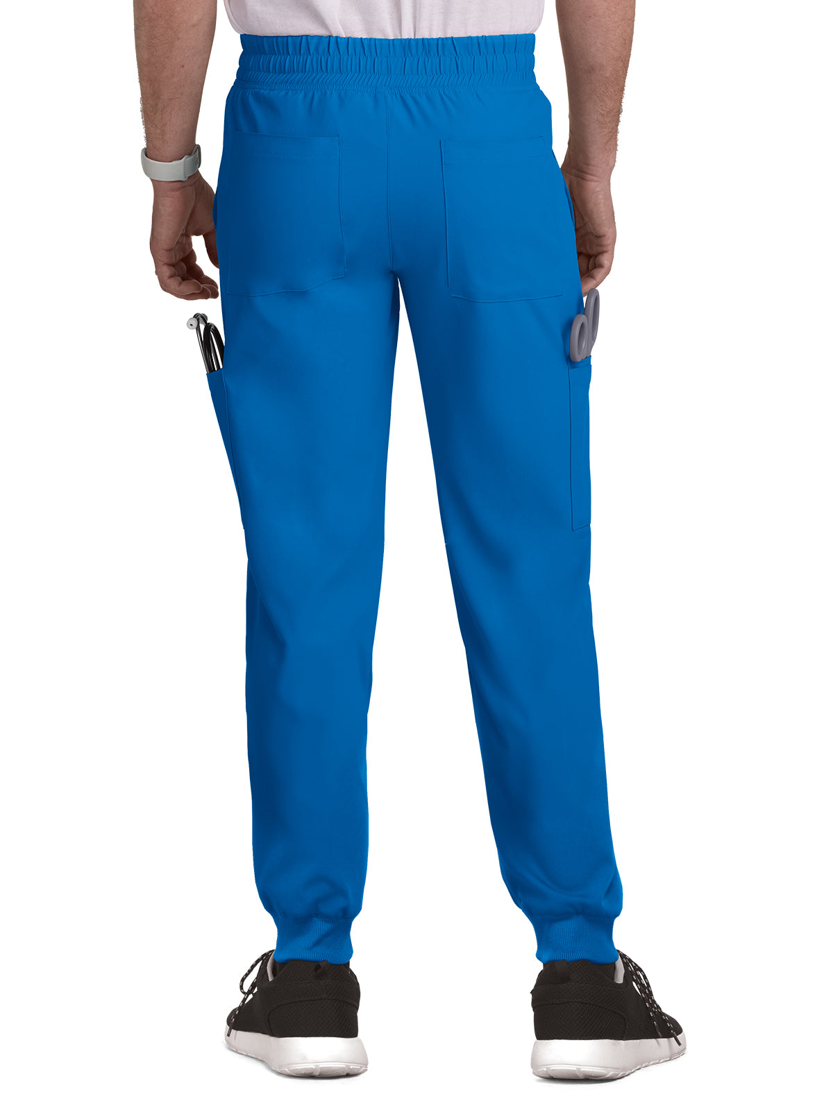 Men's Drawstring Elastic Waist Connective Jogger Scrub Pant - C600 - Royal Blue