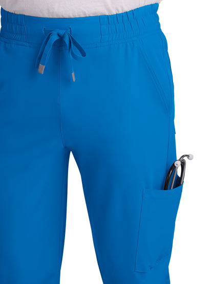 Men's Drawstring Elastic Waist Connective Jogger Scrub Pant - C600 - Royal Blue