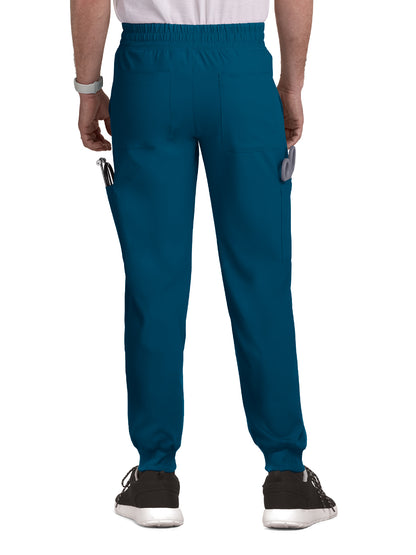 Men's Drawstring Elastic Waist Connective Jogger Scrub Pant - C600 - Caribbean Blue