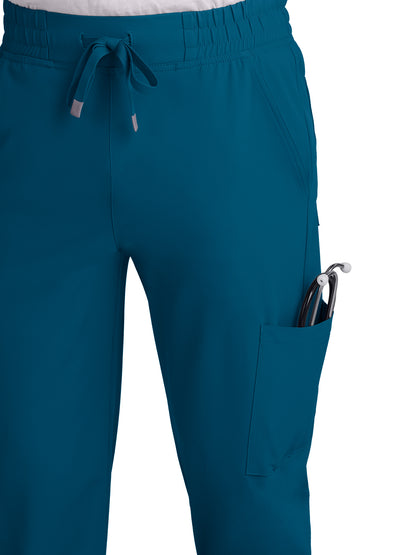 Men's Drawstring Elastic Waist Connective Jogger Scrub Pant - C600 - Caribbean Blue