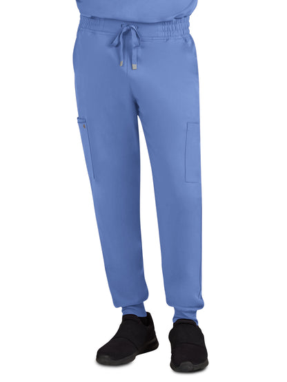 Men's Drawstring Elastic Waist Connective Jogger Scrub Pant - C600 - True Ceil