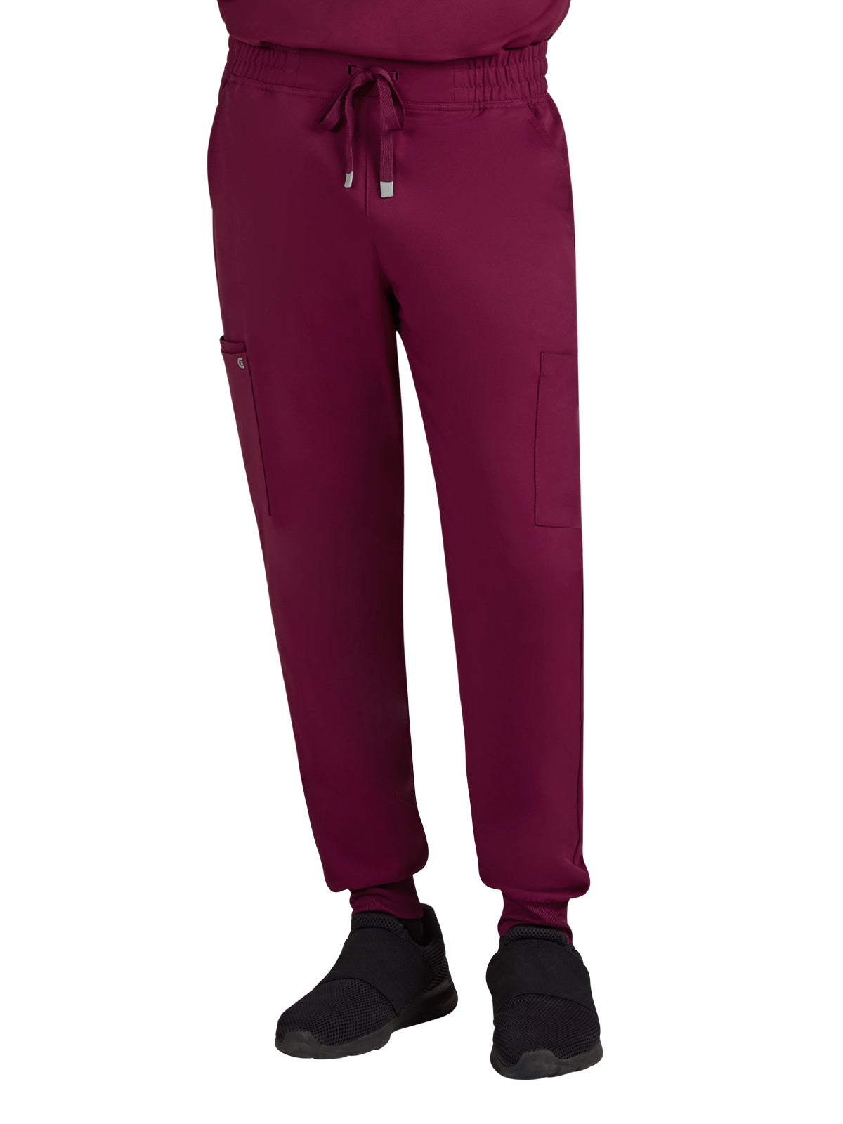 Men's Drawstring Elastic Waist Connective Jogger Scrub Pant - C600 - Wine