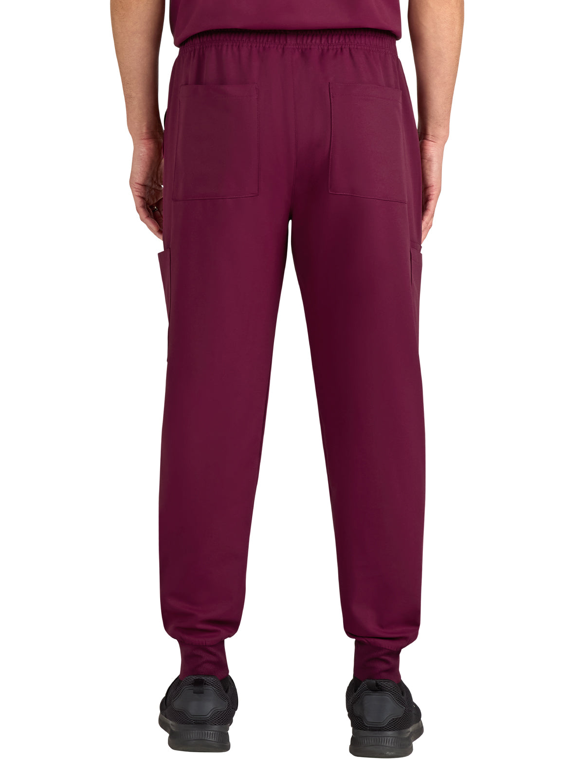 Men's Drawstring Elastic Waist Connective Jogger Scrub Pant - C600 - Wine