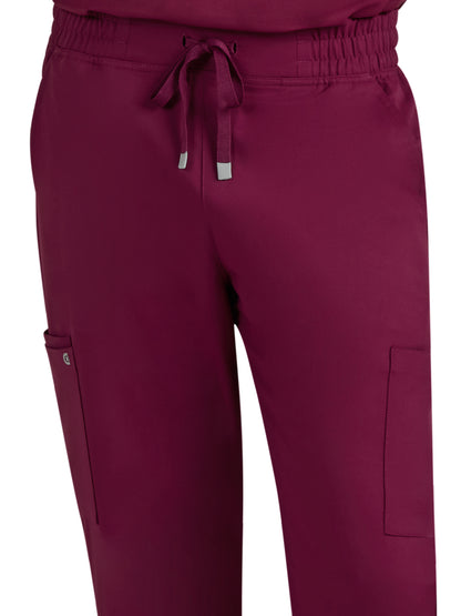 Men's Drawstring Elastic Waist Connective Jogger Scrub Pant - C600 - Wine