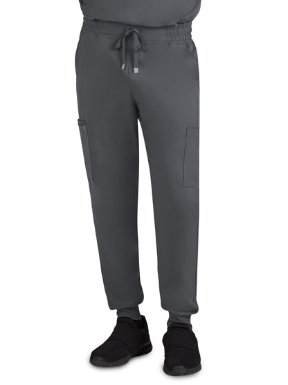 Men's Drawstring Elastic Waist Connective Jogger Scrub Pant - C600 - Pewter