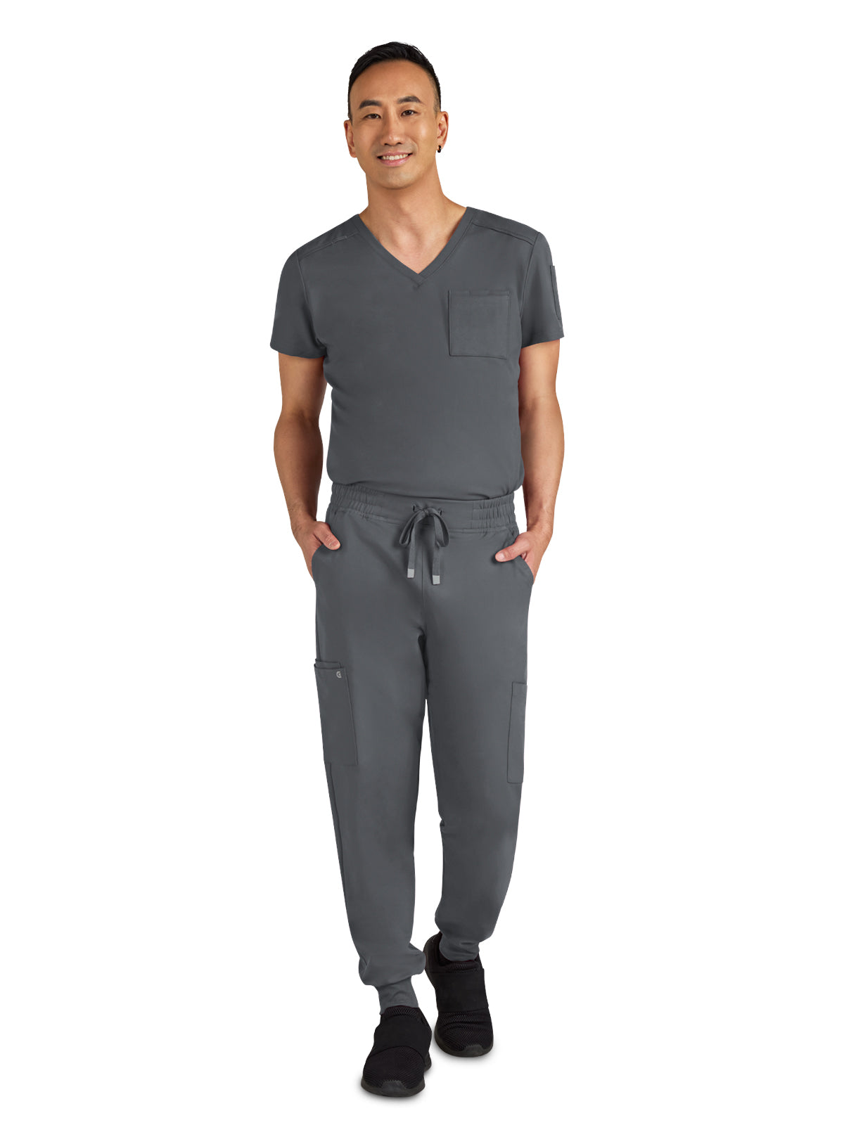 Men's Drawstring Elastic Waist Connective Jogger Scrub Pant - C600 - Pewter