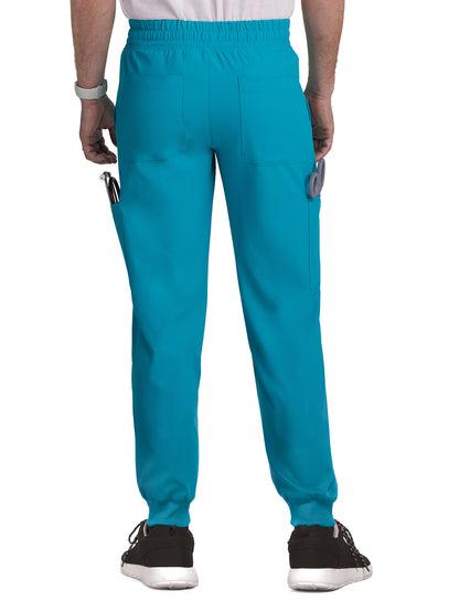 Men's Drawstring Elastic Waist Connective Jogger Scrub Pant - C600 - Teal