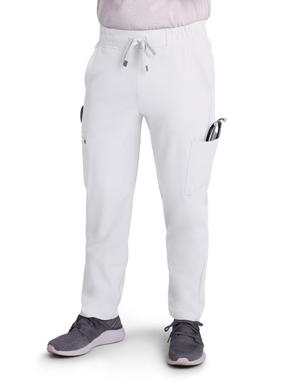 Men's 6-Pocket Drawstring Elastic Waist Neuro Scrub Pant - C601 - White