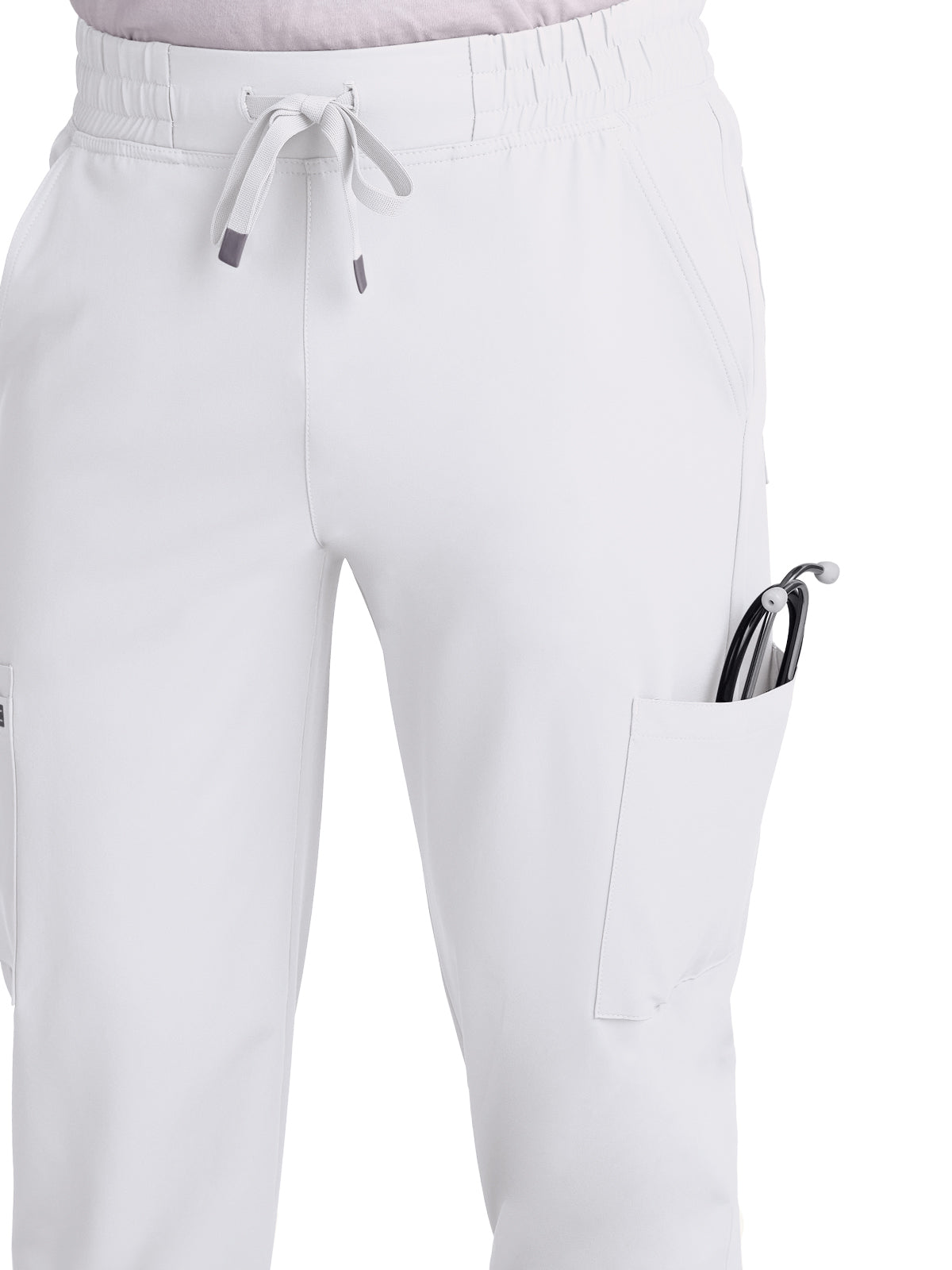 Men's 6-Pocket Drawstring Elastic Waist Neuro Scrub Pant - C601 - White