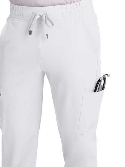 Men's 6-Pocket Drawstring Elastic Waist Neuro Scrub Pant - C601 - White