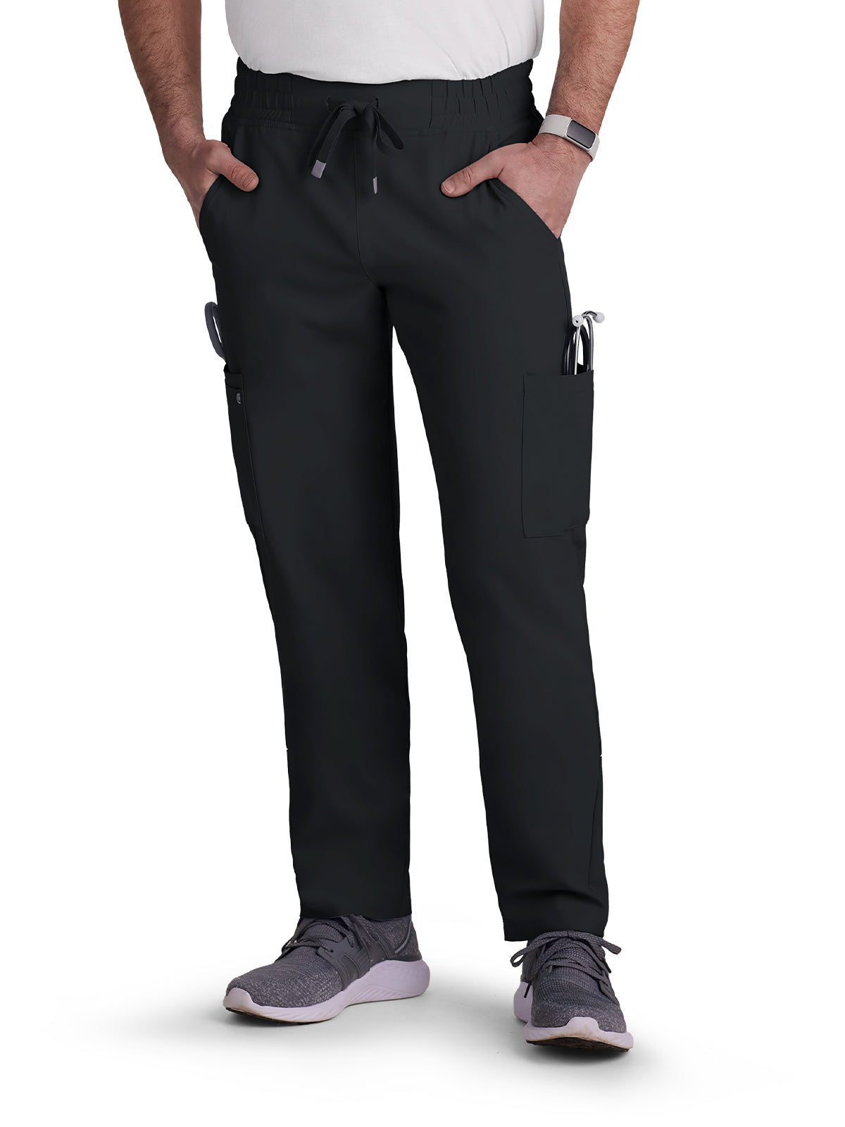 Men's 6-Pocket Drawstring Elastic Waist Neuro Scrub Pant - C601 - Black