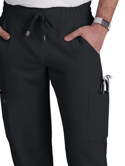 Men's 6-Pocket Drawstring Elastic Waist Neuro Scrub Pant - C601 - Black