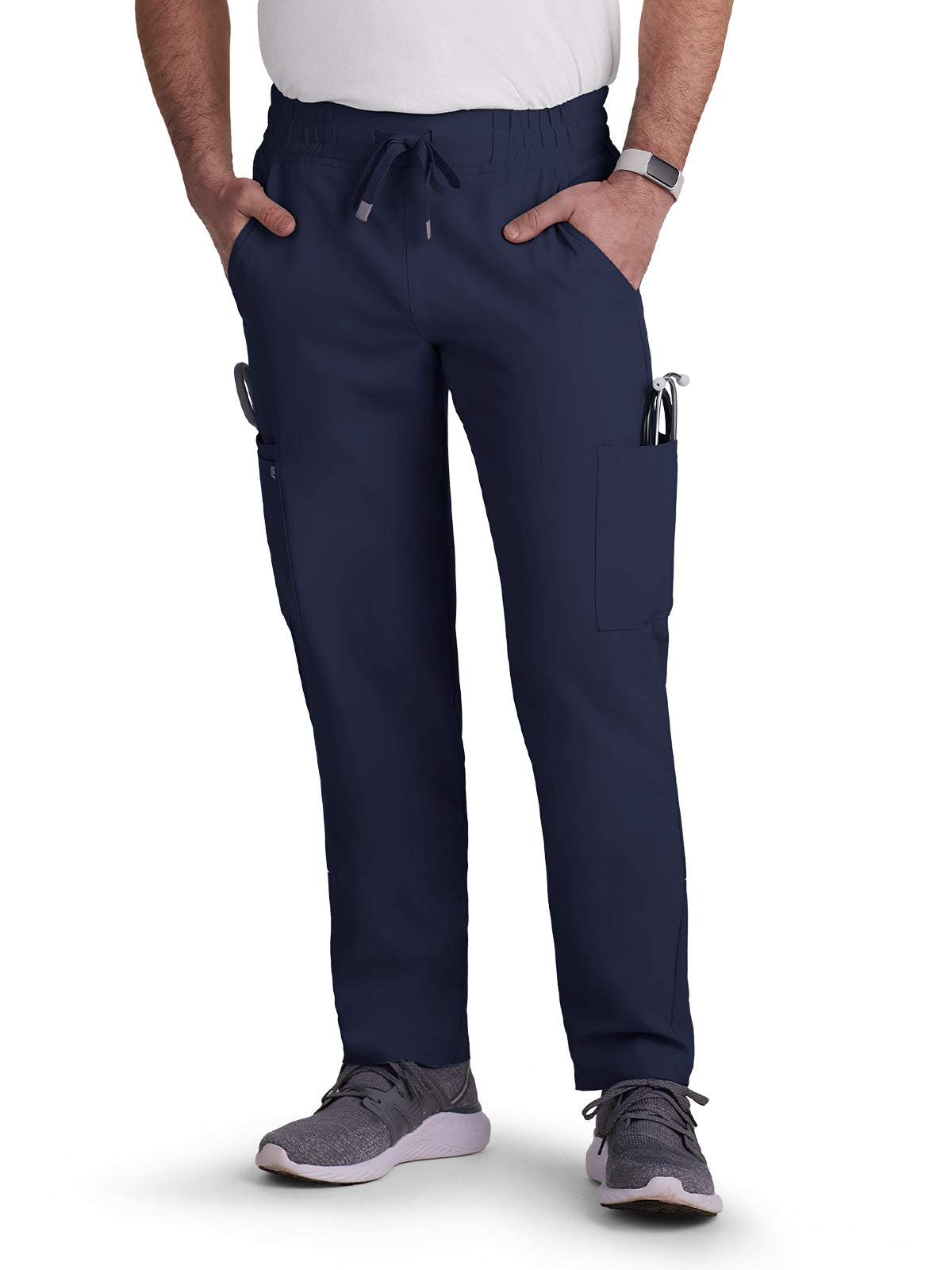 Men's 6-Pocket Drawstring Elastic Waist Neuro Scrub Pant - C601 - Navy