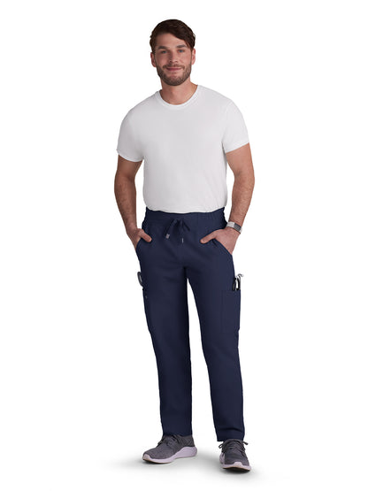 Men's 6-Pocket Drawstring Elastic Waist Neuro Scrub Pant - C601 - Navy