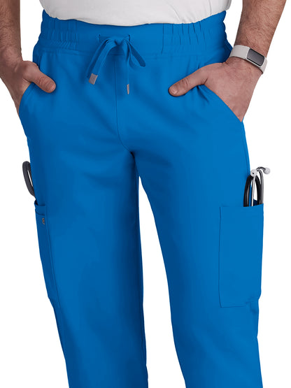 Men's 6-Pocket Drawstring Elastic Waist Neuro Scrub Pant - C601 - Royal Blue