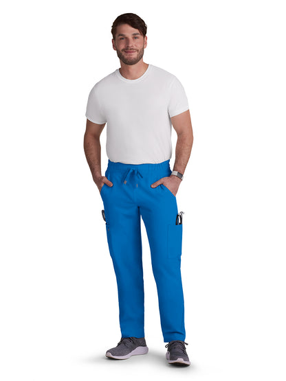 Men's 6-Pocket Drawstring Elastic Waist Neuro Scrub Pant - C601 - Royal Blue