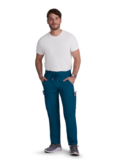 Men's 6-Pocket Drawstring Elastic Waist Neuro Scrub Pant - C601 - Caribbean Blue