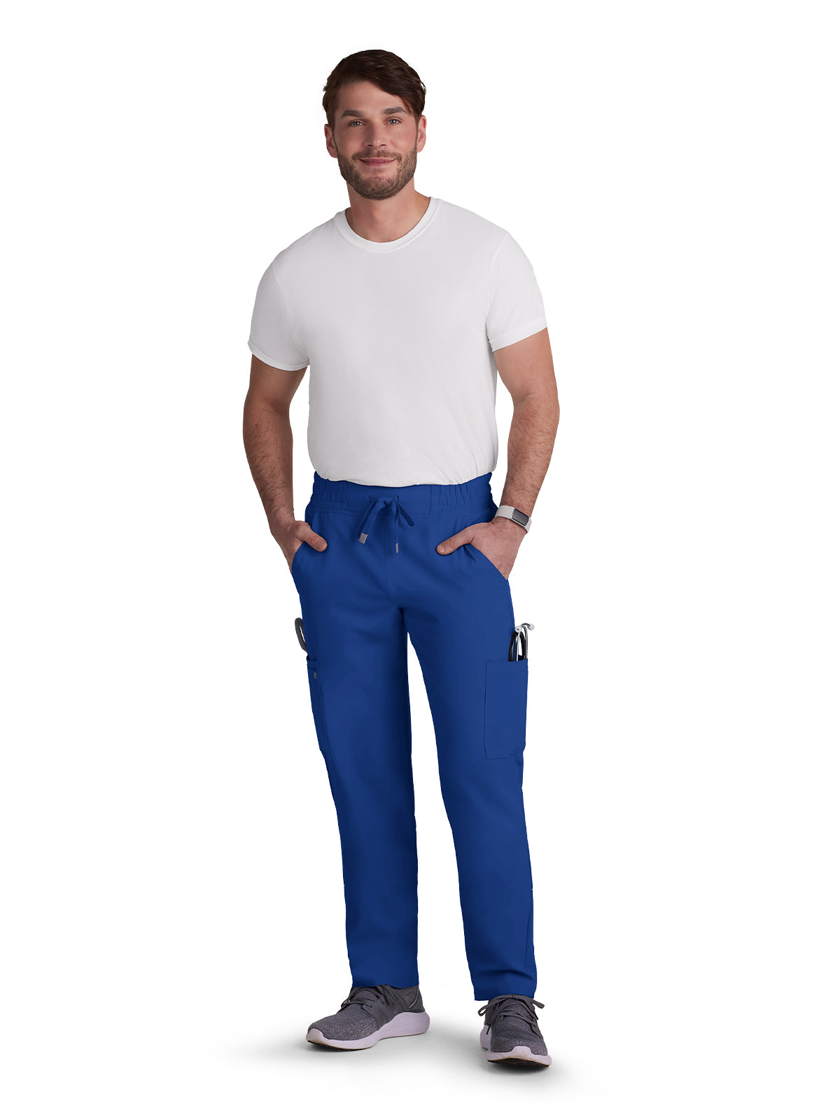 Men's 6-Pocket Drawstring Elastic Waist Neuro Scrub Pant - C601 - Galaxy