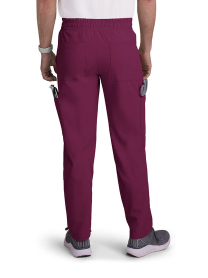 Men's 6-Pocket Drawstring Elastic Waist Neuro Scrub Pant - C601 - Wine