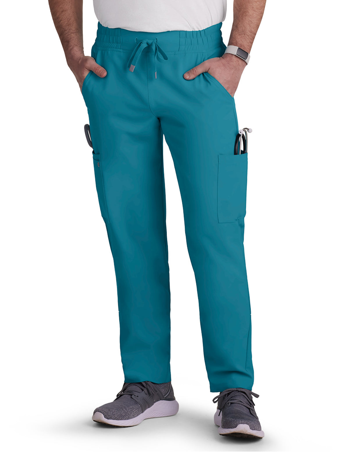 Men's 6-Pocket Drawstring Elastic Waist Neuro Scrub Pant - C601 - Teal