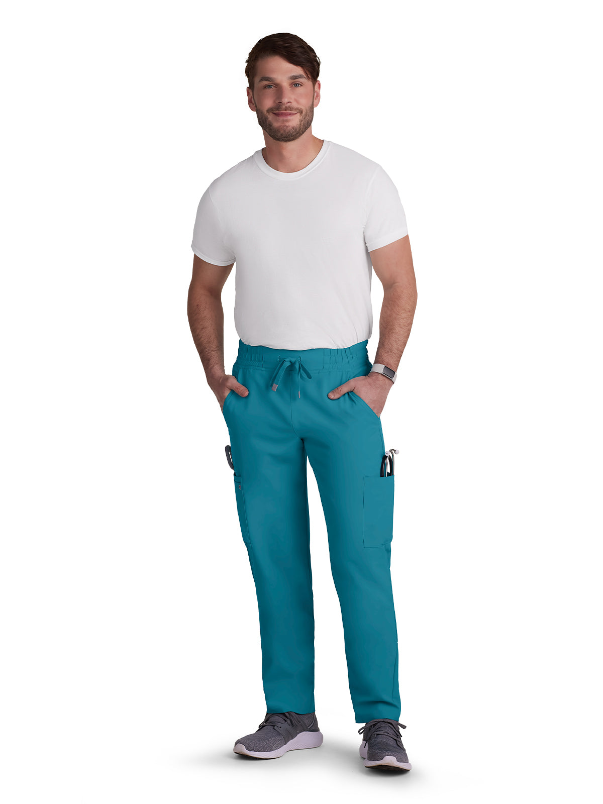 Men's 6-Pocket Drawstring Elastic Waist Neuro Scrub Pant - C601 - Teal