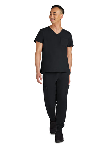 Men's Chest Pocket V-Neck Arthro Scrub Top - C650 - Black