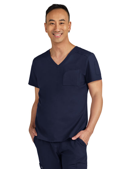 Men's Chest Pocket V-Neck Arthro Scrub Top - C650 - Navy