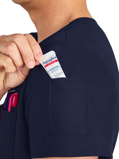 Men's Chest Pocket V-Neck Arthro Top - C650 - Navy