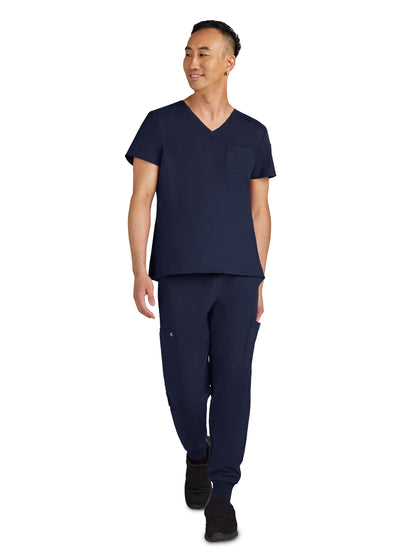 Men's Chest Pocket V-Neck Arthro Top - C650 - Navy