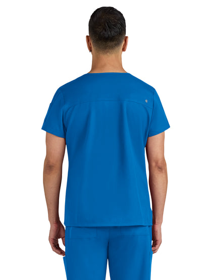 Men's Chest Pocket V-Neck Arthro Top - C650 - Royal Blue