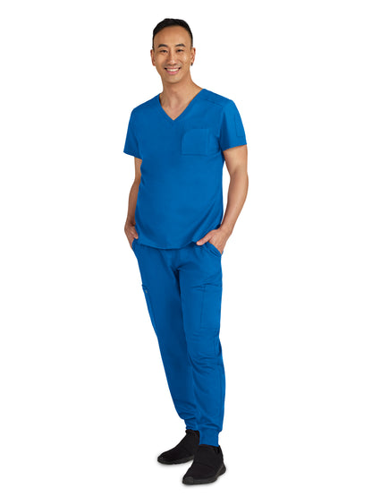 Men's Chest Pocket V-Neck Arthro Top - C650 - Royal Blue