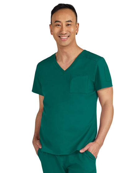 Men's Chest Pocket V-Neck Arthro Scrub Top - C650 - Hunter